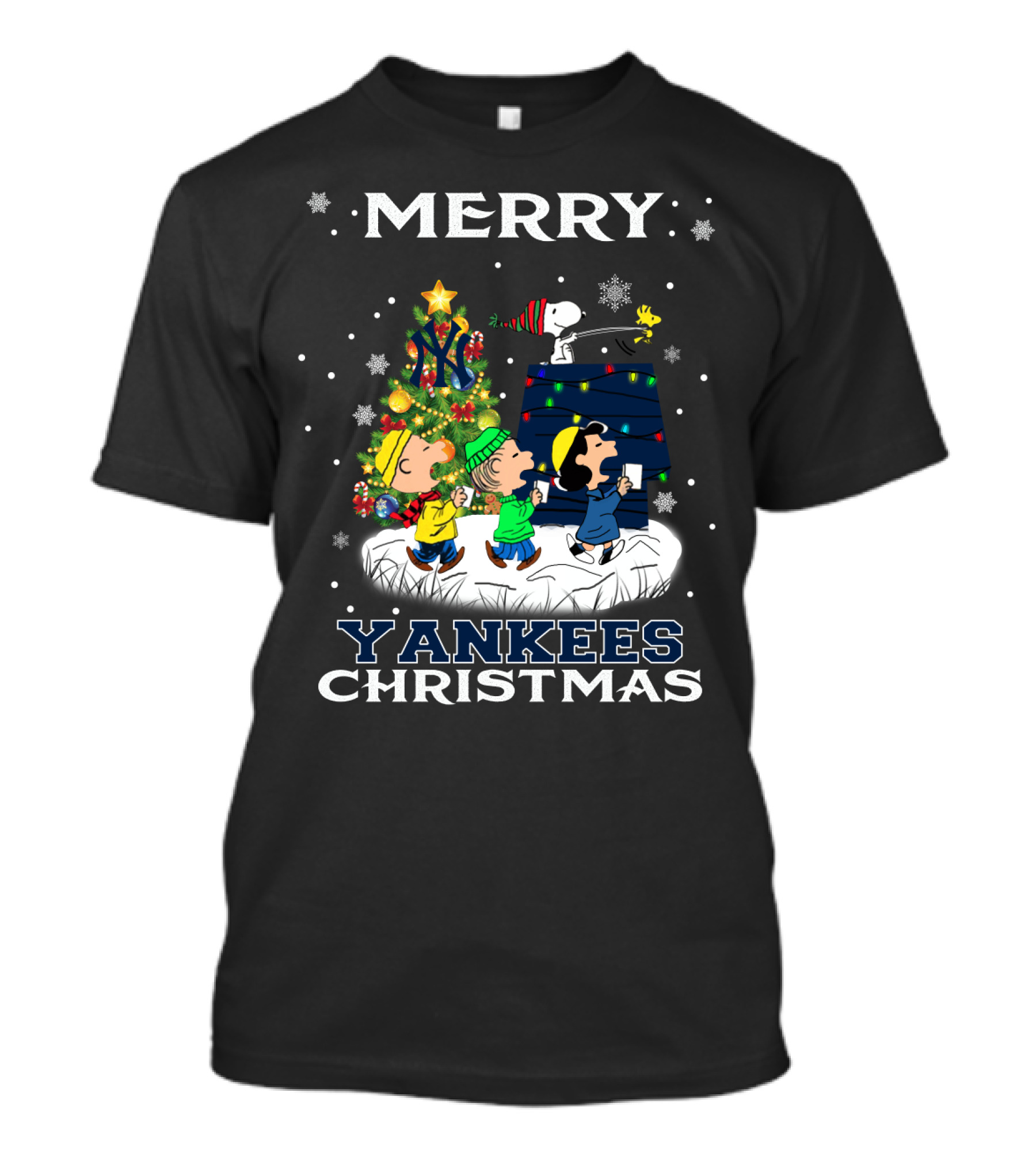 Merry Yankees Christmas Snoopy Holiday Celebration T-Shirt