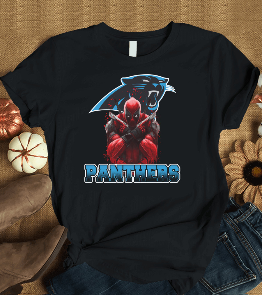 Carolina Panthers Deadpool Crossover Fan Favorite Collaboration T-Shirt