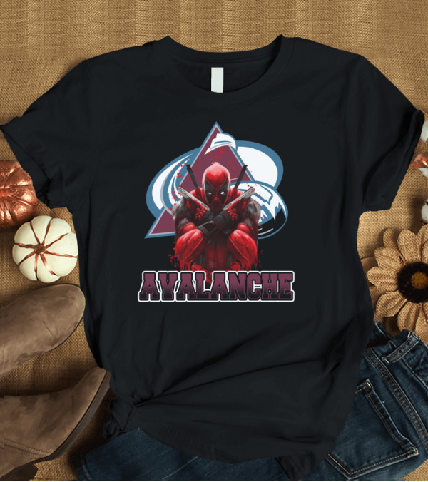 T-Shirt: Avalanche Marvel Crossover with Deadpool Colorado Sports Fans T-Shirt Avalanche Marvel Crossover with Deadpool Colorado Sports Fans T-Shirt