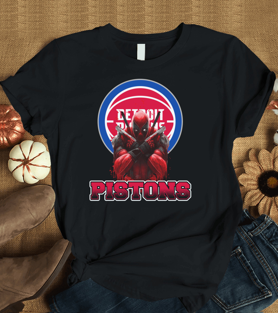 Detroit Pistons Deadpool Mashup Fan Merchandise T-Shirt