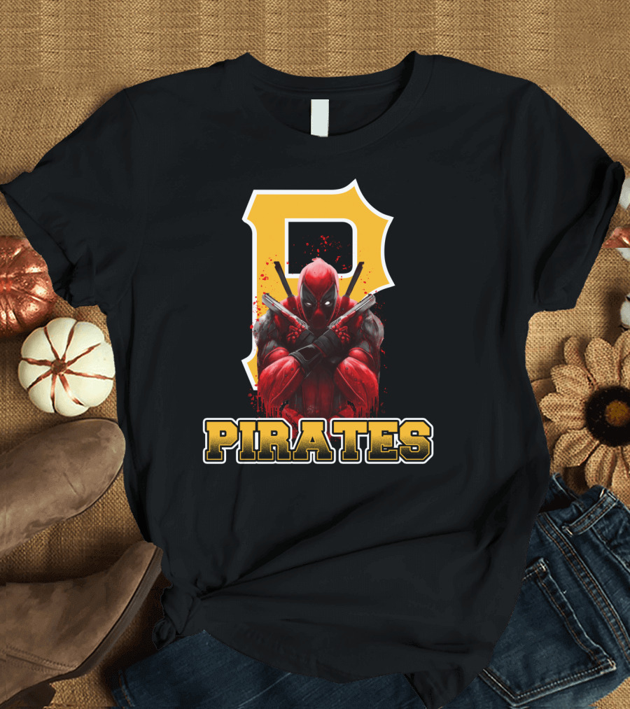 Pittsburgh Pirates Deadpool Crossover Fans Baseball Superhero Mashup T-Shirt