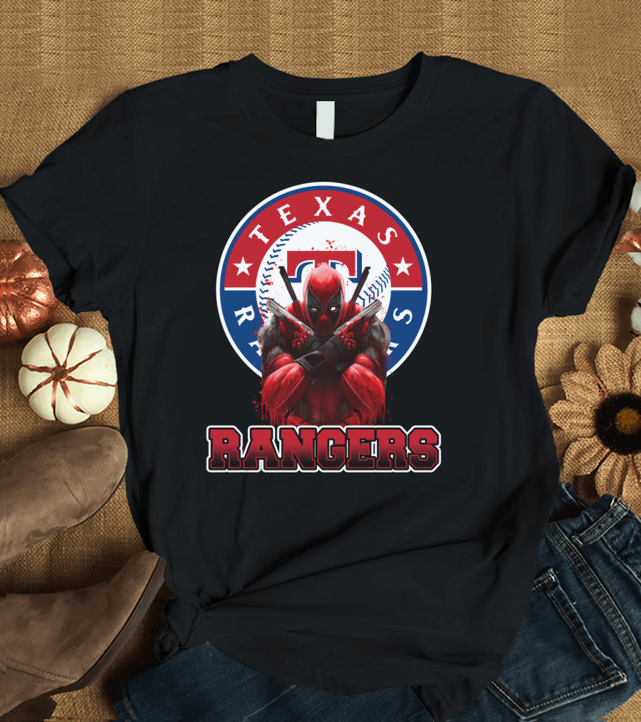 Texas Rangers Deadpool Crossover with Baseball T-Shirt