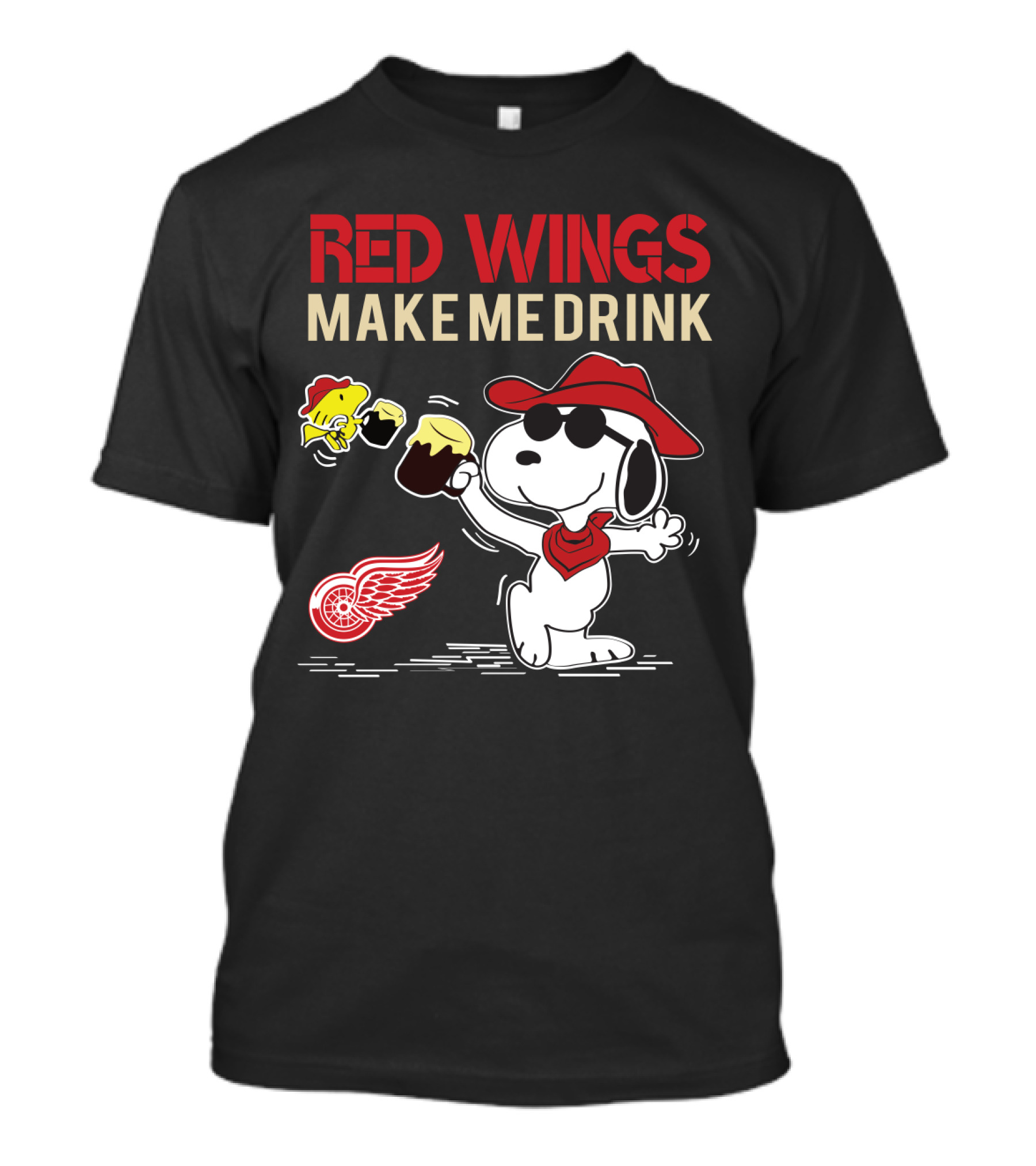 Red Wings Make Me Drink Snoopy Detroit Red Wings Fans T-Shirt