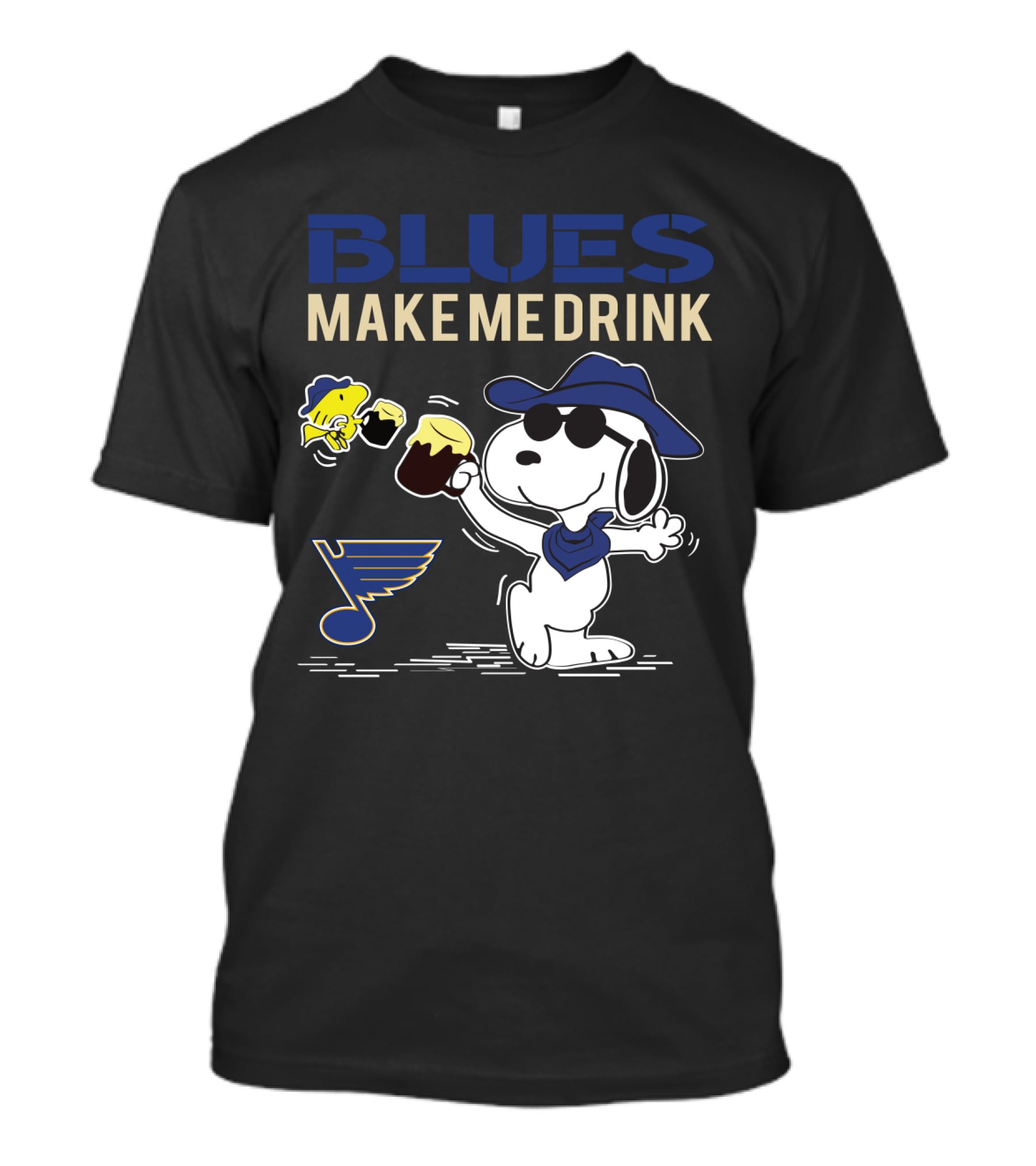 Blues Make Me Drink St. Louis Blues Snoopy Fan T-Shirt