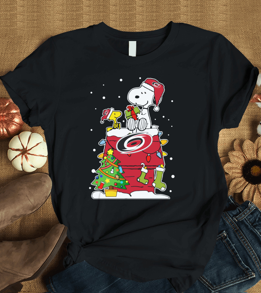 Snoopy and Woodstock Christmas with Carolina Hurricanes T-Shirt