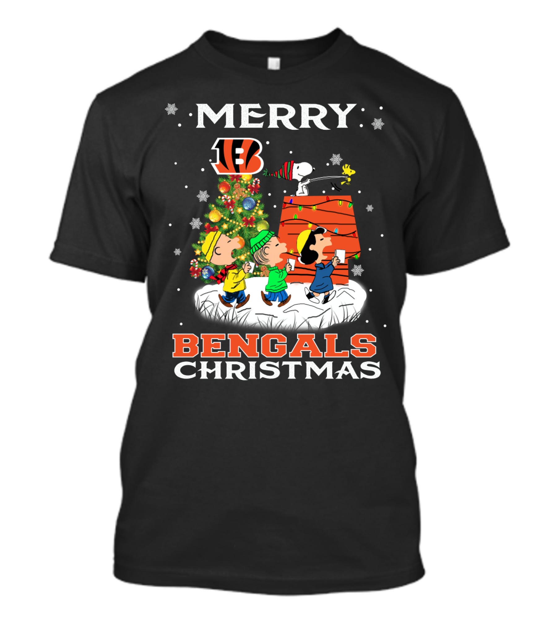 Merry Bengals Christmas For Snoopy And Peanuts Fans T-Shirt