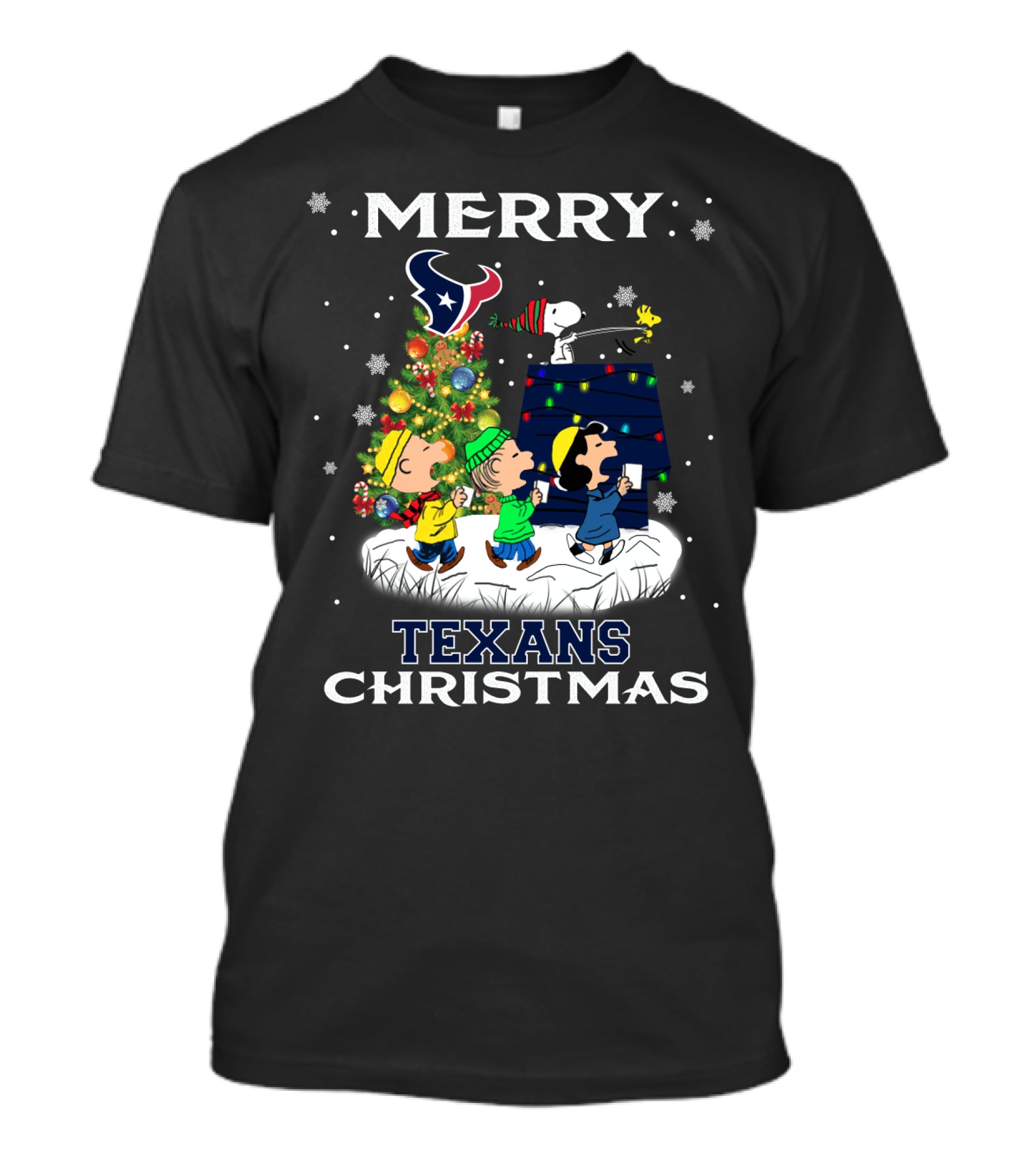 Merry Texans Christmas Snoopy And Friends With Houston T-Shirt