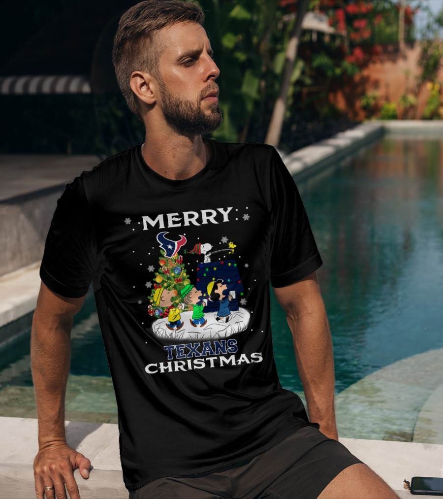 Merry Texans Christmas Snoopy And Friends With Houston T-Shirt