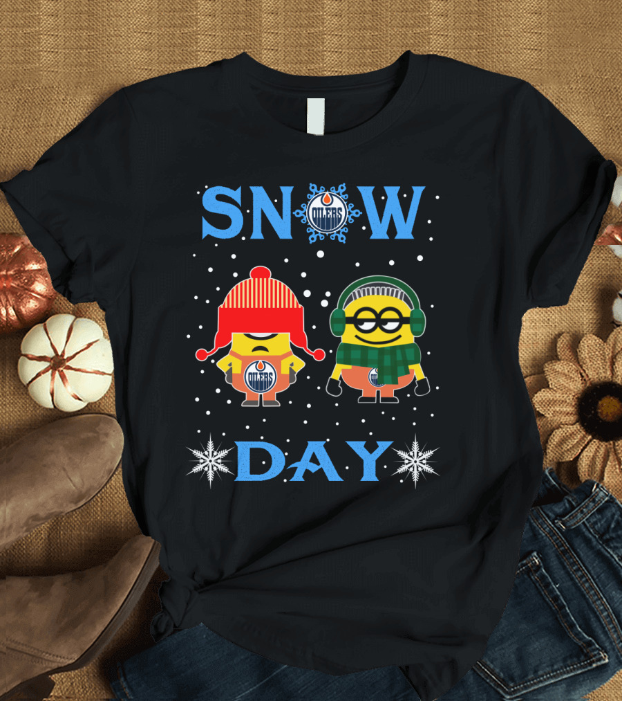 Snow Day with Edmonton Oilers Minion Characters T-Shirt