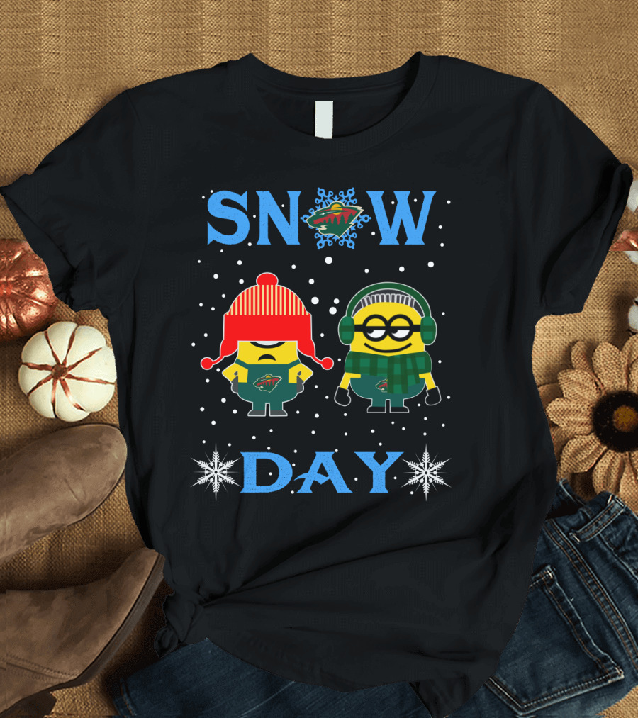 Minnesota Wild Snow Day with Minion Fans Winter Fun T-Shirt