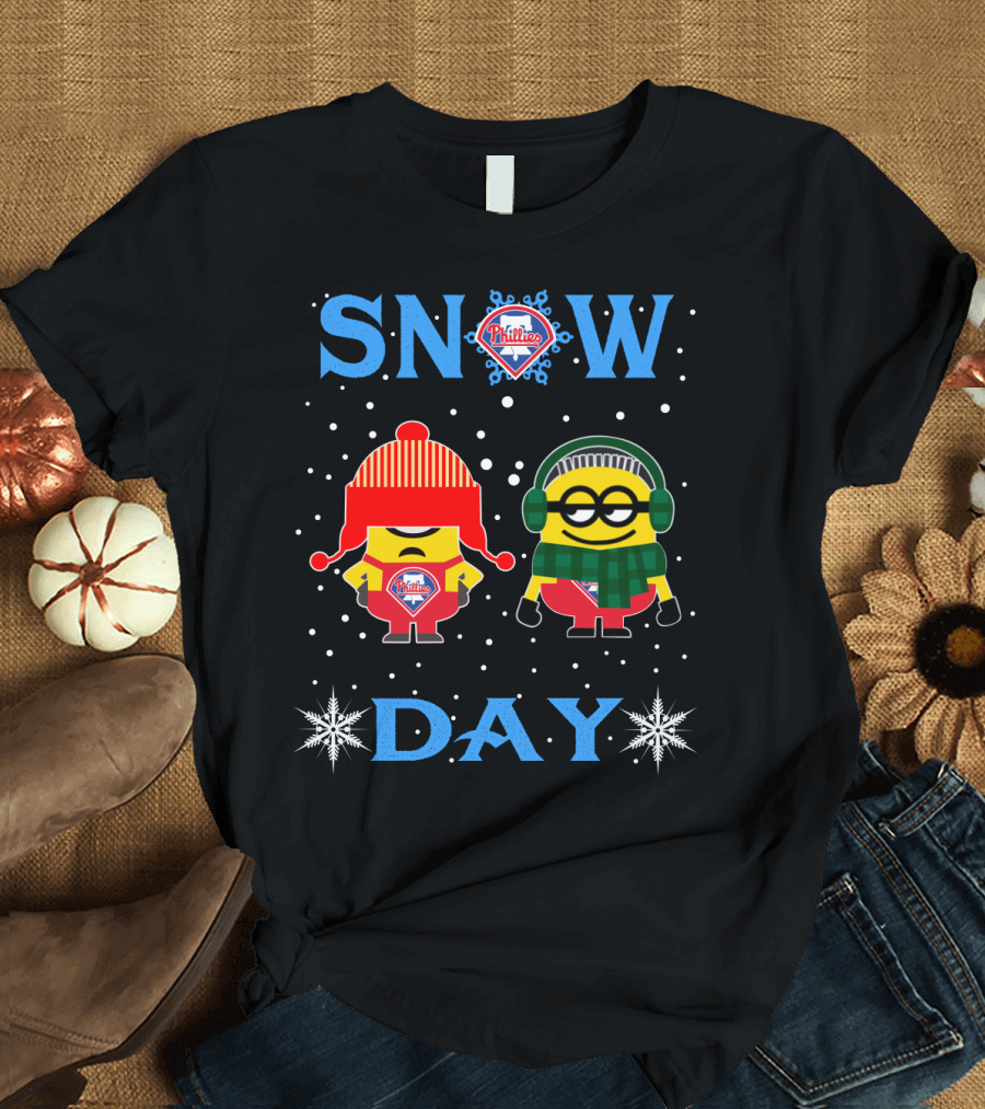 Snow Day Featuring Philadelphia Phillies Logo and Winter Minions T-Shirt