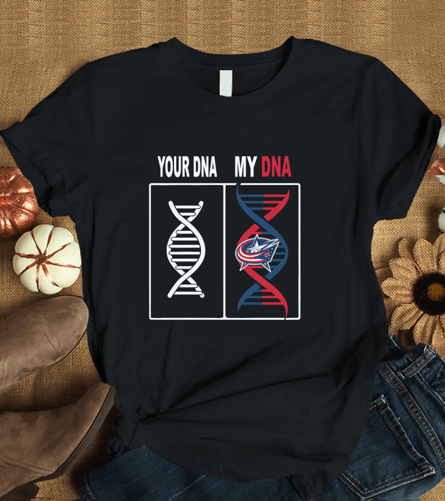 Your DNA My DNA Columbus Blue Jackets Logo DNA Strands Representation T-Shirt