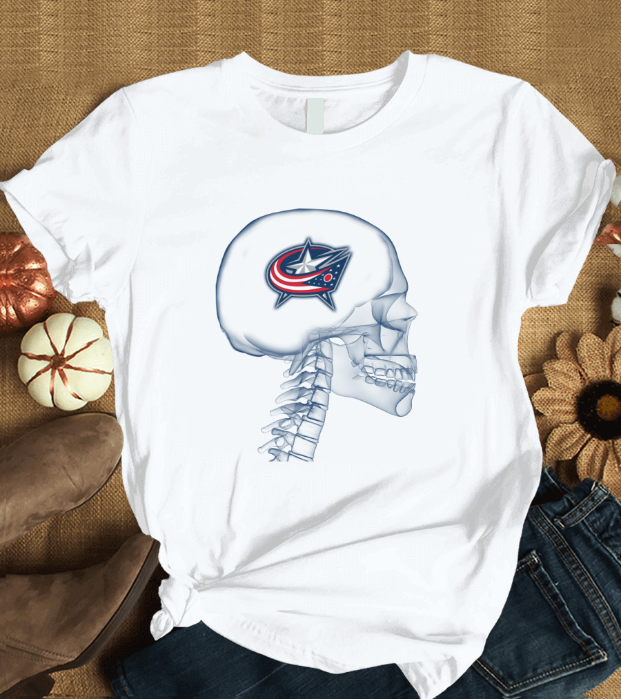 Columbus Blue Jackets Skull with Iconic Logo in My Brain T-Shirt