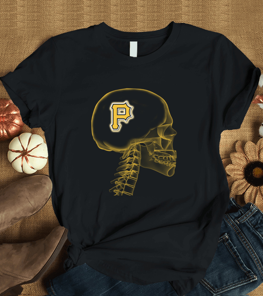 Pittsburgh Pirates Enthusiast Skull with Logo Brain X-Ray T-Shirt