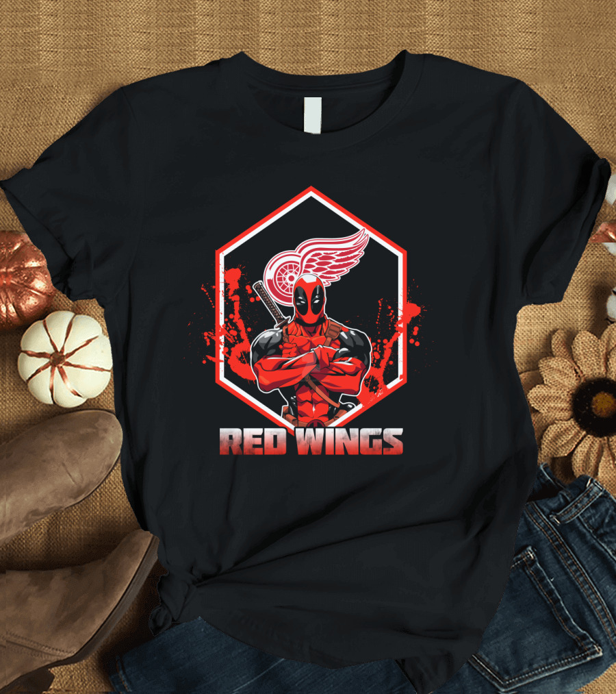Deadpool Red Wings Fan Crossover T-Shirt