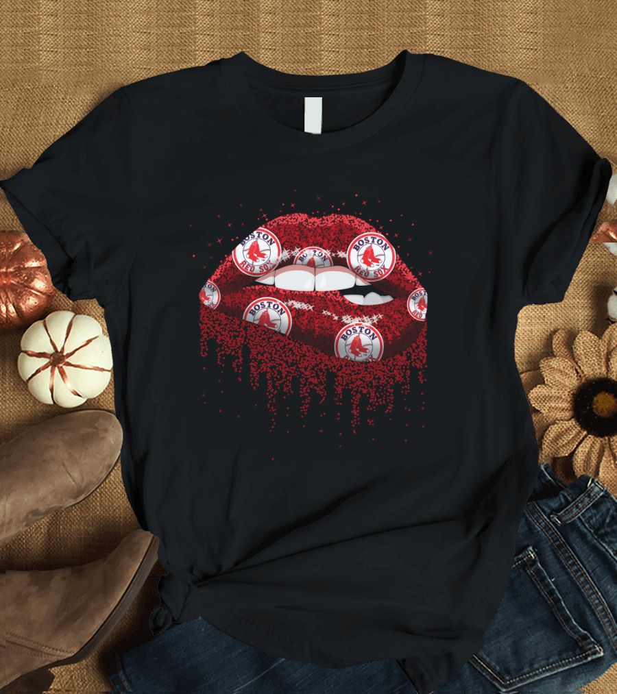 Boston Red Sox Glitter Lips Fan T-Shirt
