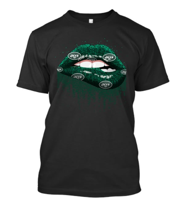 Glitter Lips New York Jets Football Fans Sparkle Style T-Shirt