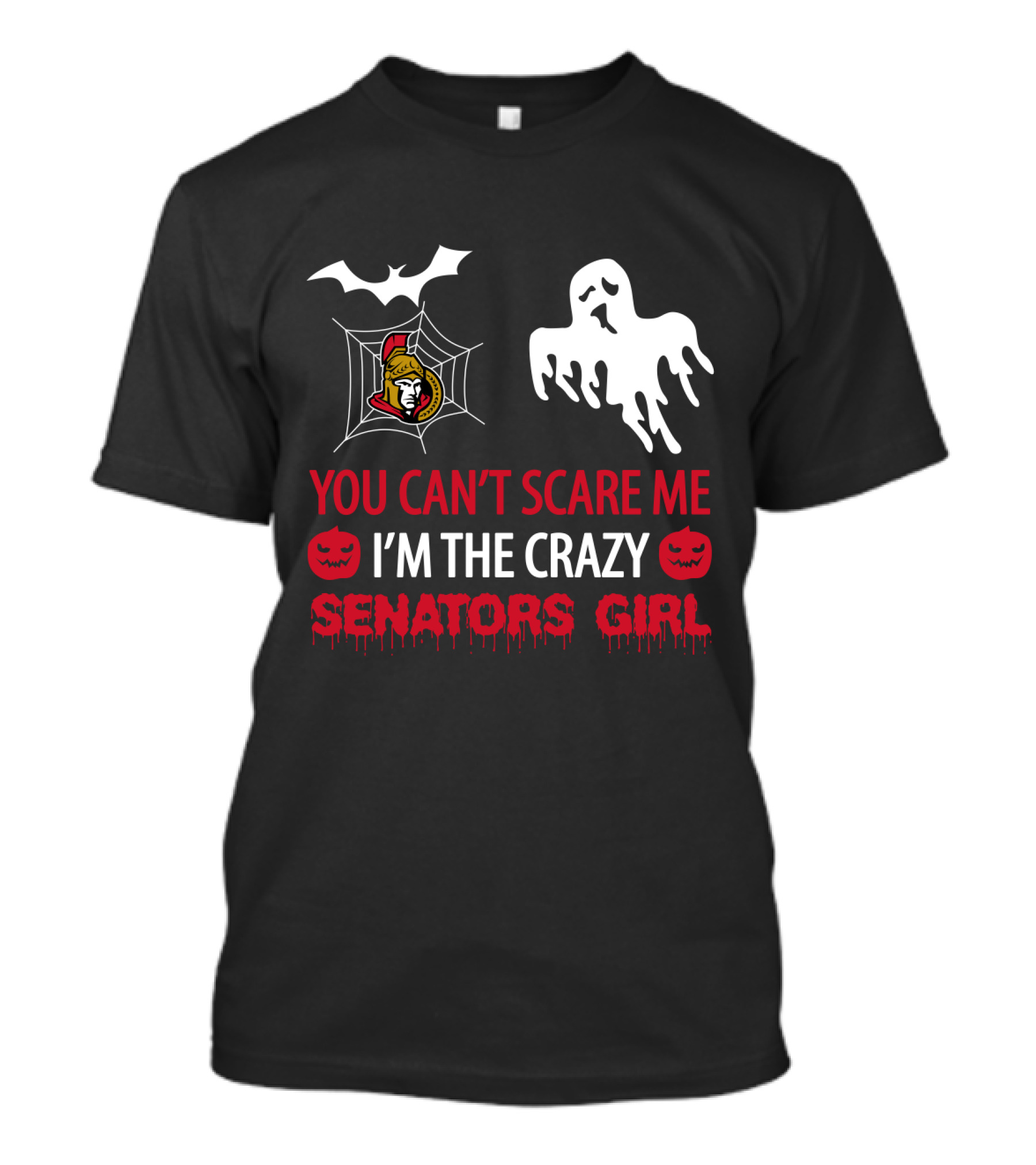 Ottawa Senators Crazy Girl Halloween You Can't Scare Me T-Shirt