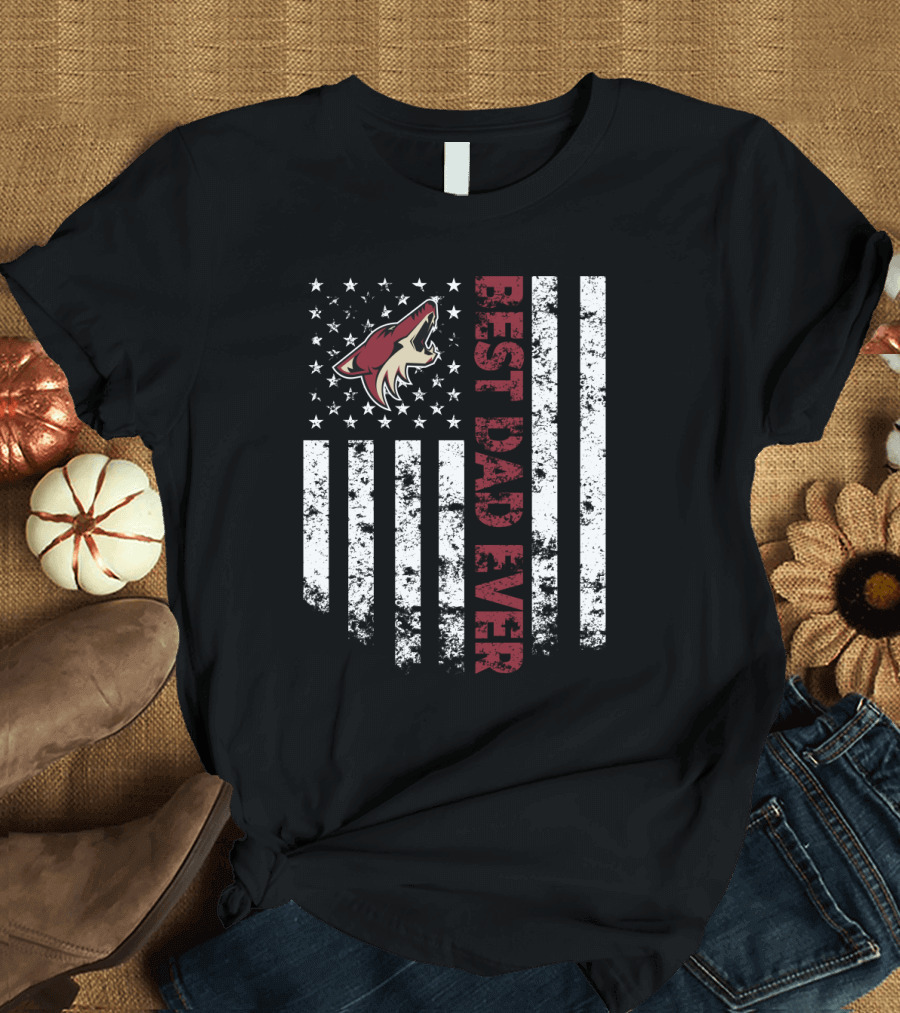 Best Arizona Coyotes Dad Ever American Flag T-Shirt