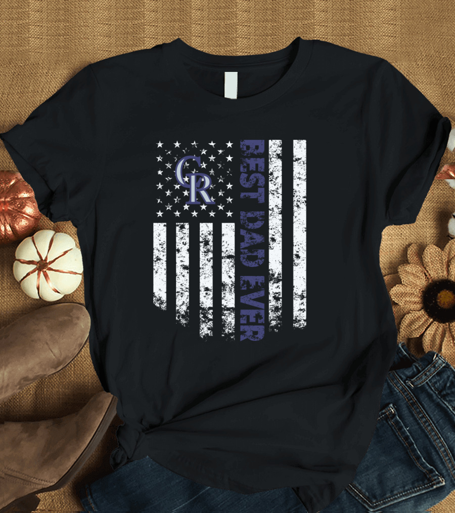 Colorado Rockies Best Dad Ever Flag T-Shirt