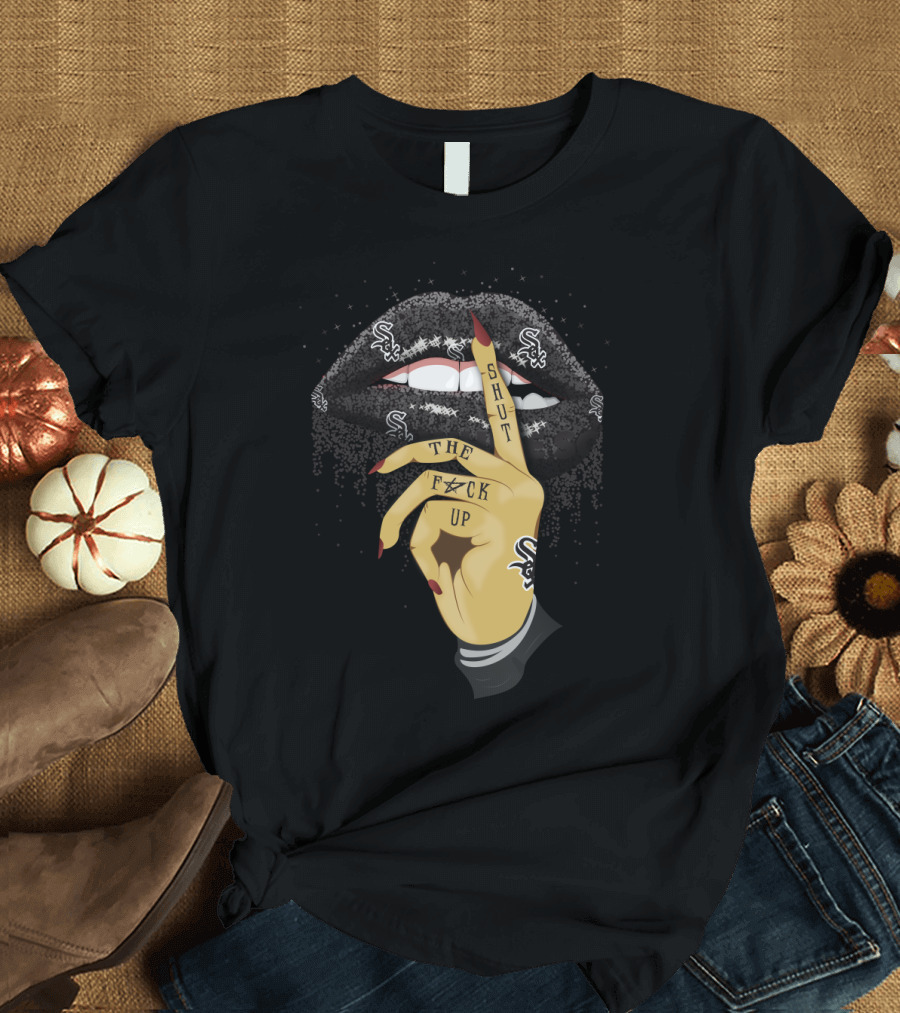 Chicago White Sox Glitter Lip Shut Up Tattoo T-Shirt