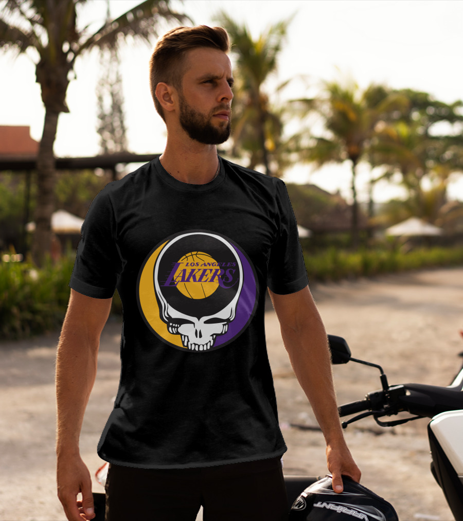 Grateful Dead Los Angeles Lakers Basketball Skull T-Shirt