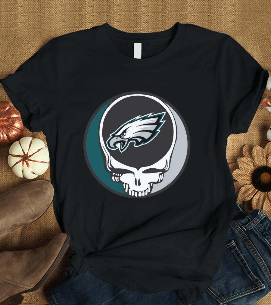 Grateful Dead Philadelphia Eagles Skull Logo Fusion T-Shirt