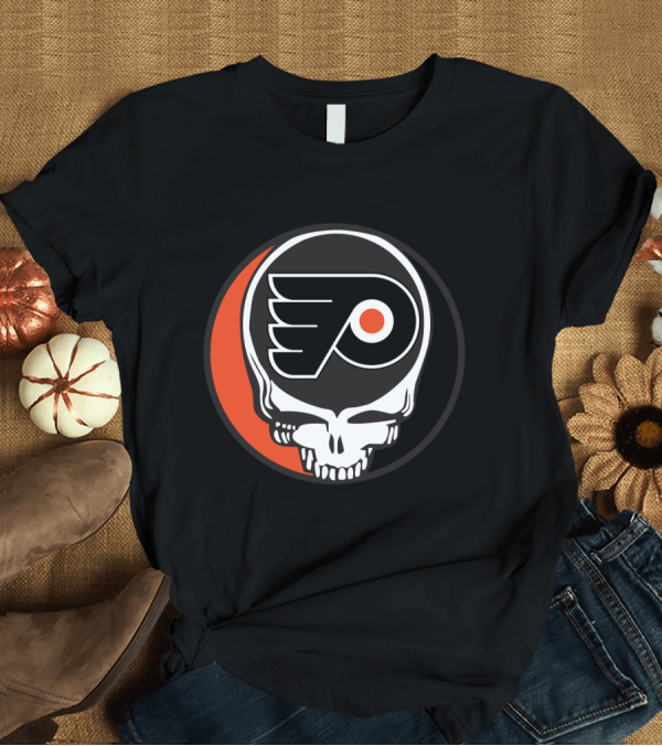 T-Shirt: Philadelphia Flyers Grateful Dead Skull T-Shirt Philadelphia Flyers Grateful Dead Skull T-Shirt