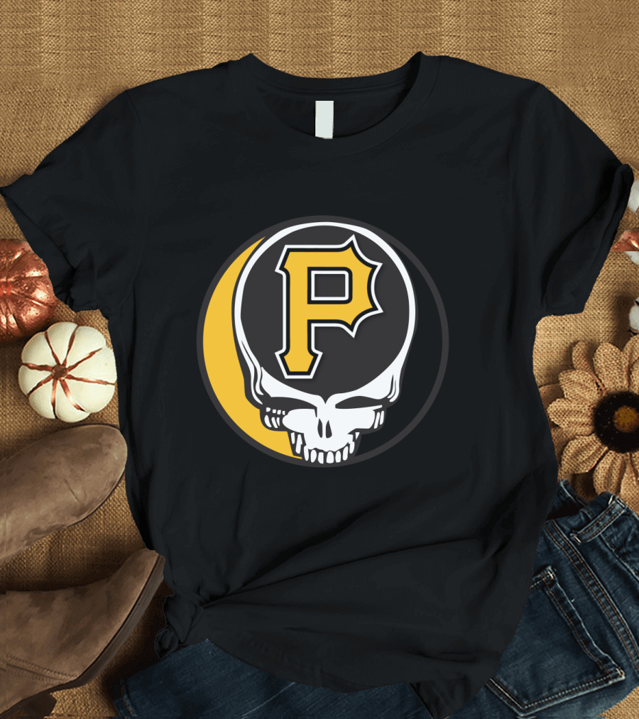 Grateful Dead Skull With Pittsburgh Pirates Logo For Fans T-Shirt