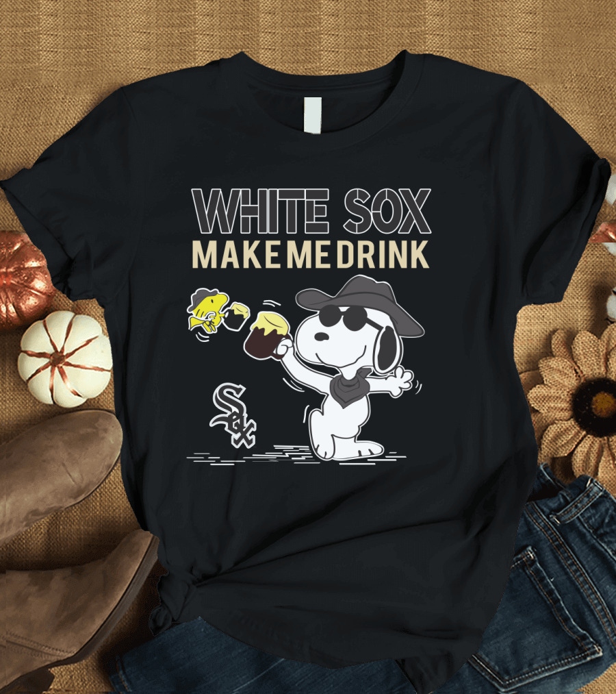 Snoopy White Sox Make Me Drink Baseball Fan Humor T-Shirt