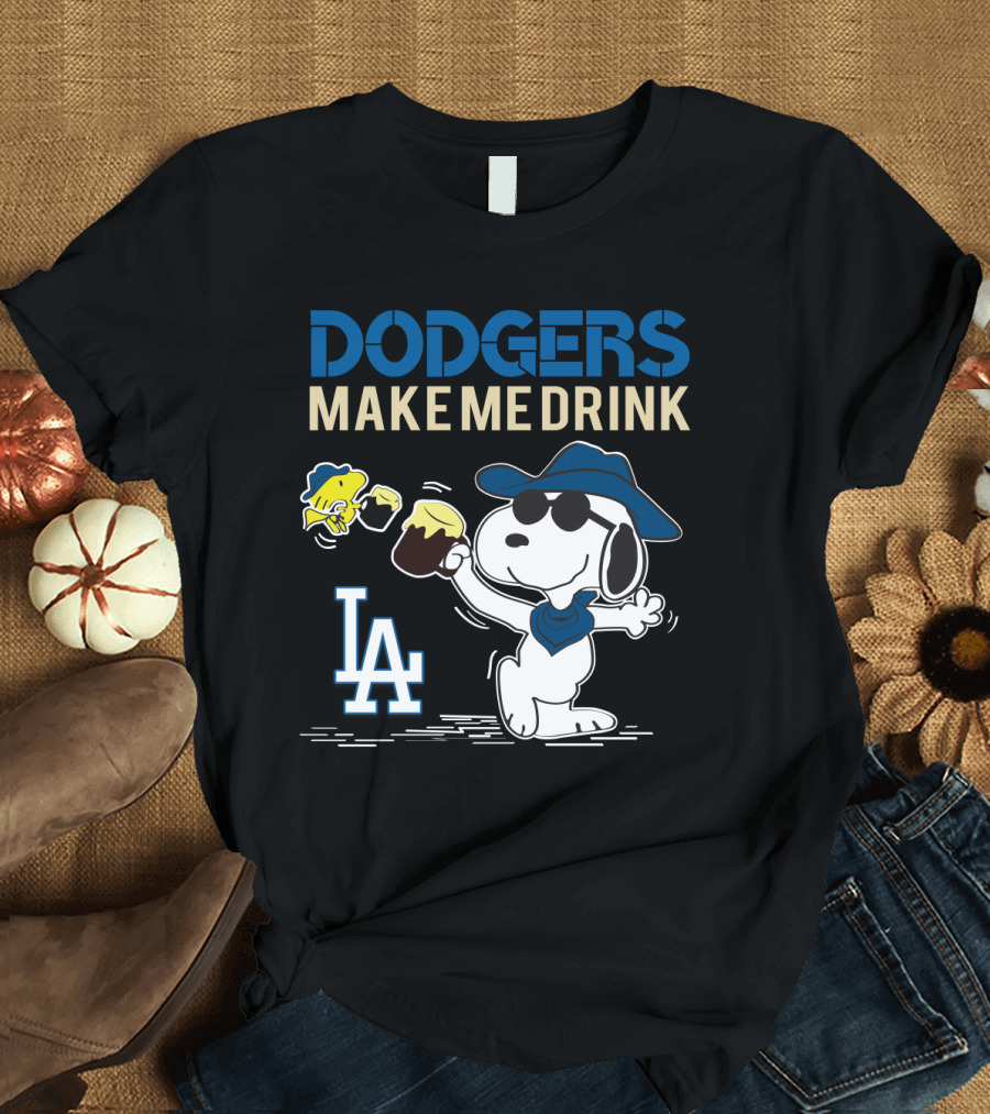 Dodgers Make Me Drink Snoopy LA Dodgers Fans Iconic T-Shirt