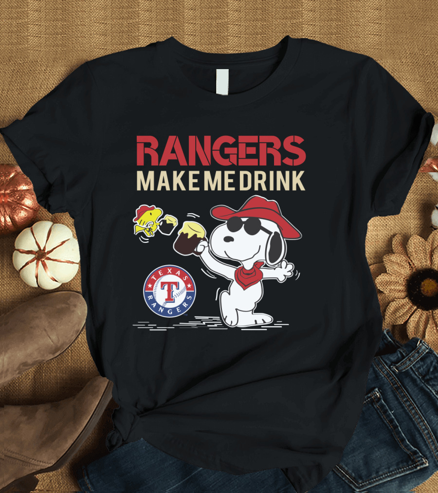 Texas Rangers Snoopy Makes Me Drink T-Shirt