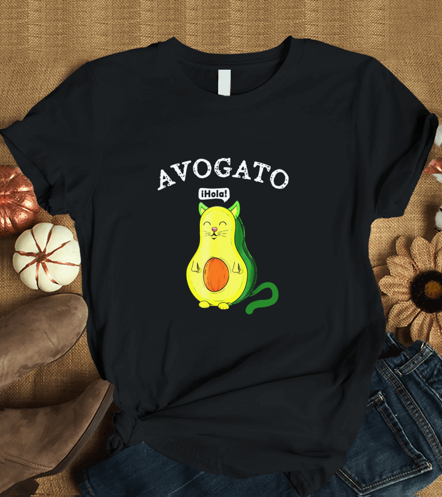 Avogato Hola Avocado Cat Face T-Shirt