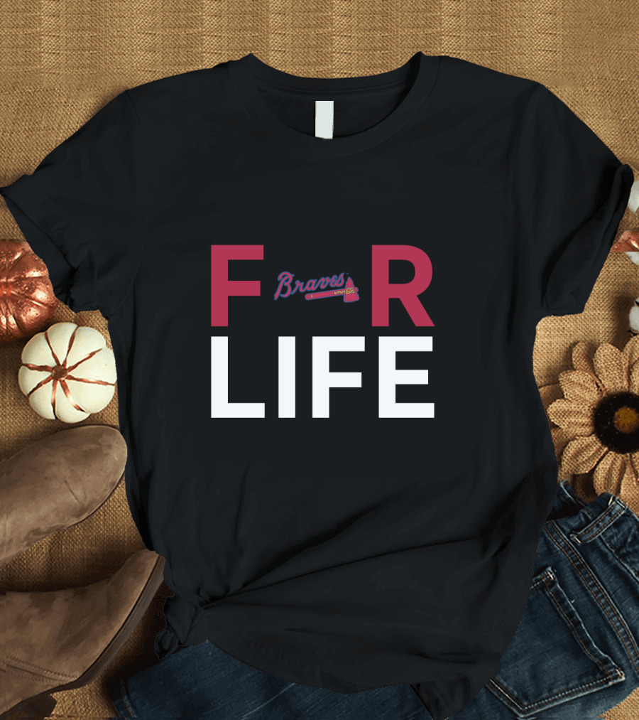 Braves Tomahawk Logo Between Bold For Life Atlanta Fans T-Shirt