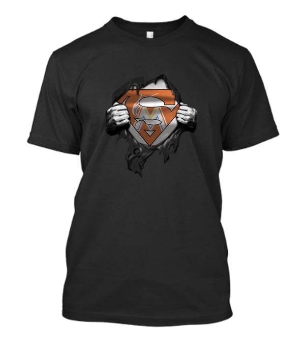 Miami Marlins Superman Logo Fusion Fans T-Shirt