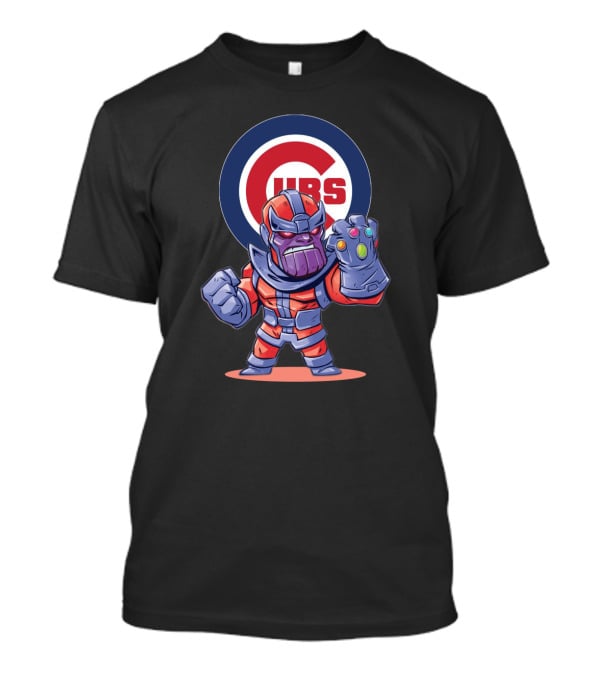 Thanos Cartoon Character With Infinity Gauntlet And Chicago Cubs T-Shirt