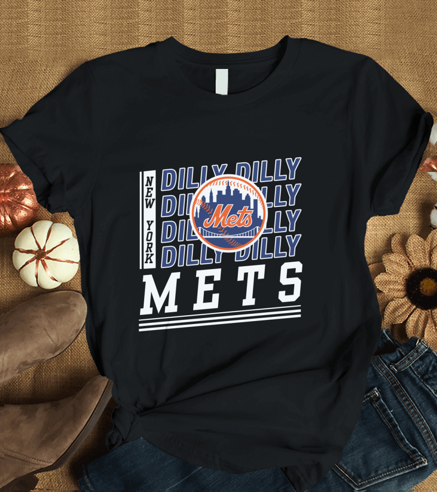 New York Mets Dilly Dilly Baseball Skyline T-Shirt