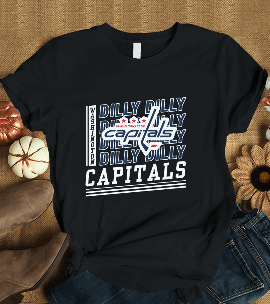Washington Capitals Dilly Dilly Capitals Logo and Repeating Text T-Shirt