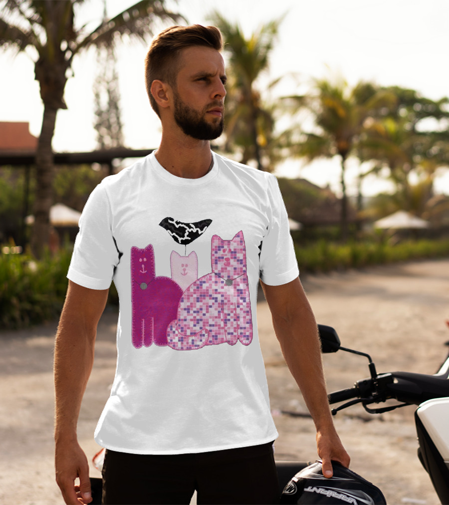 Miranda Sings Cat Trio With Pixel Pink Pattern And Black Collar T-Shirt
