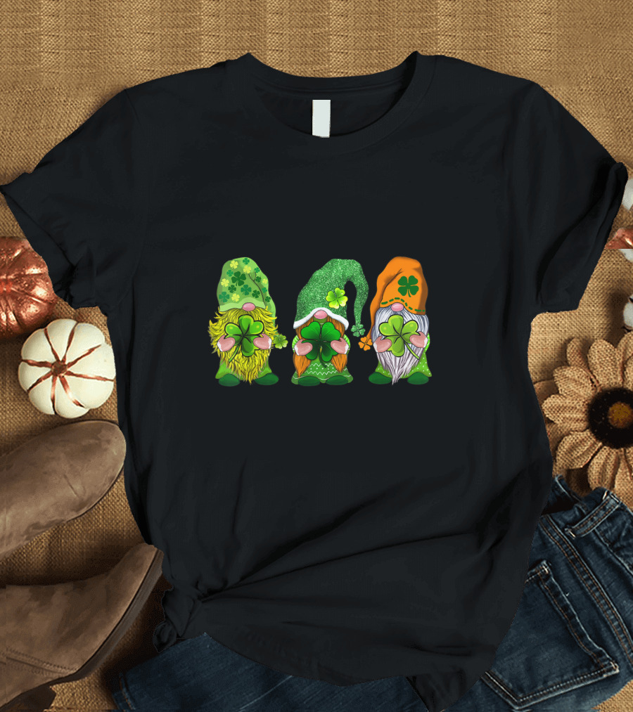 Happy St Patrick's Day Gnomes with Shamrock Hats and Beards T-Shirt