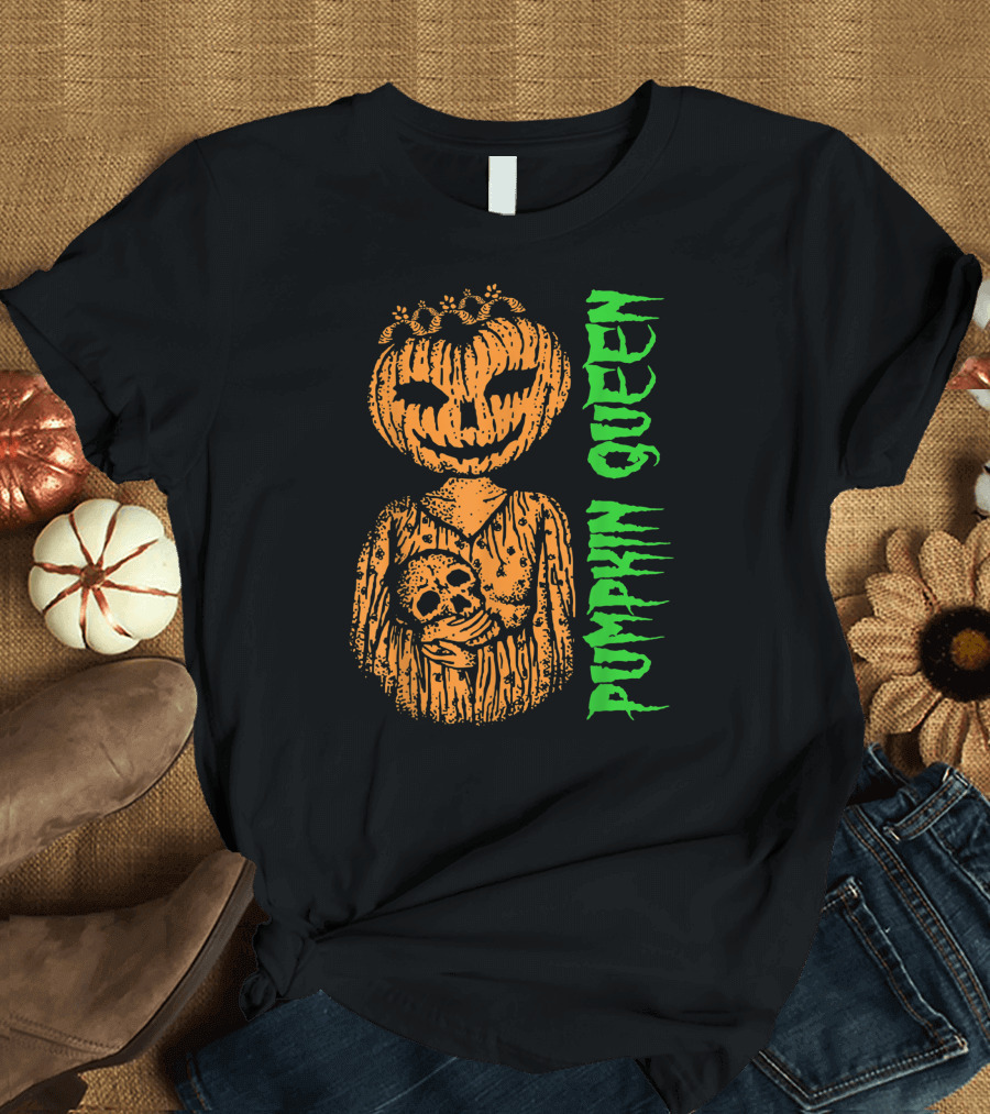 Pumpkin Queen Halloween Skull T-Shirt