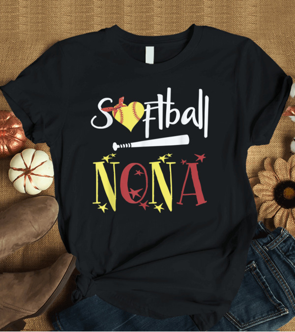 T-Shirt: Softball Nona Heart Bat Star T-Shirt Softball Nona Heart Bat Star T-Shirt