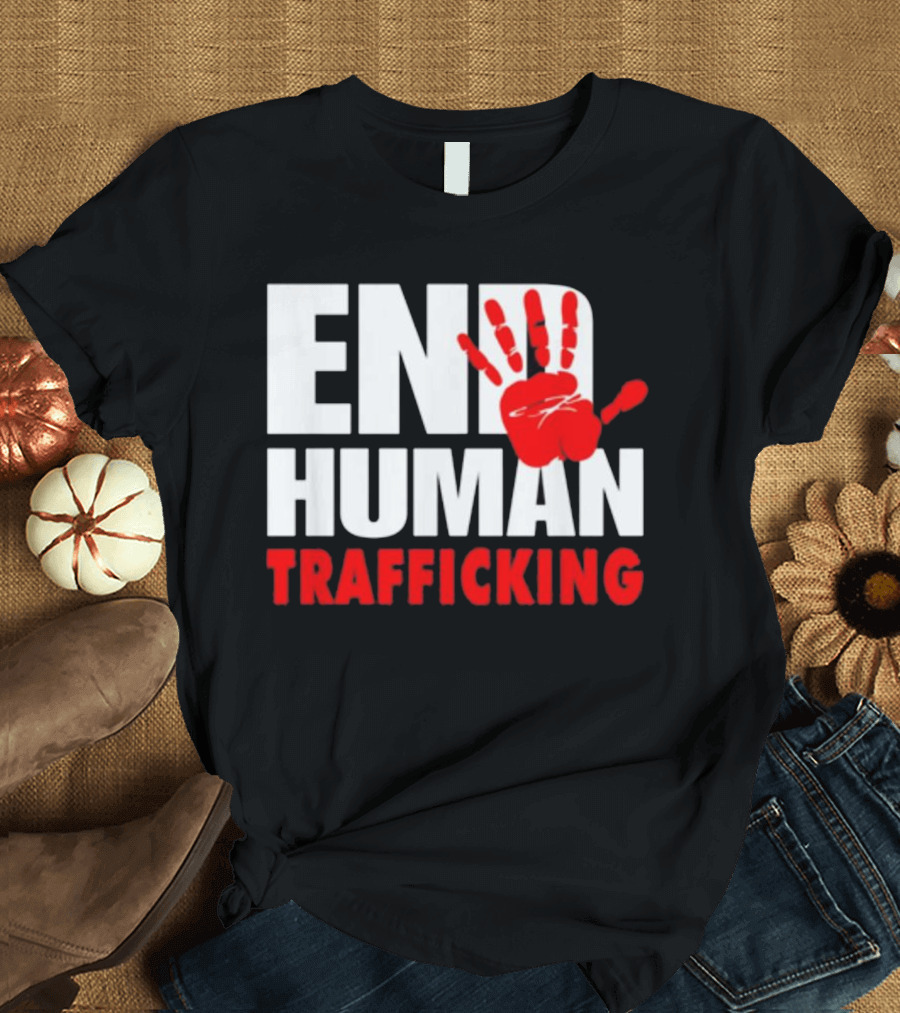 END HUMAN TRAFFICKING Red Handprint T-Shirt