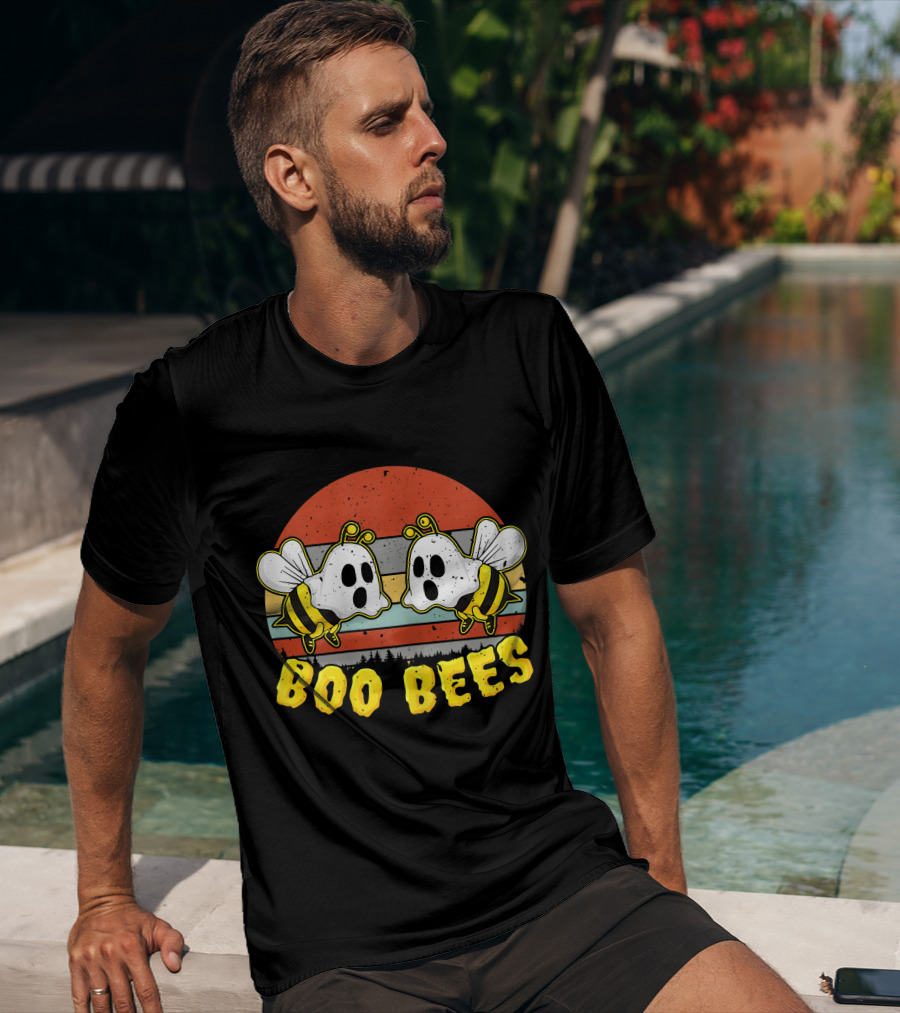 Boo Bees Retro Ghostly Bees Halloween Humor T-Shirt