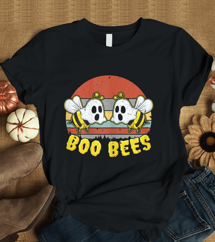 Boo Bees Retro Ghostly Bees Halloween Humor T-Shirt