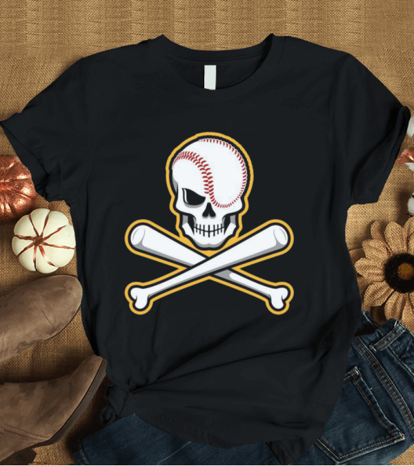 T-Shirt: Skull Baseball Bat Crossbones Sports T-Shirt Skull Baseball Bat Crossbones Sports T-Shirt