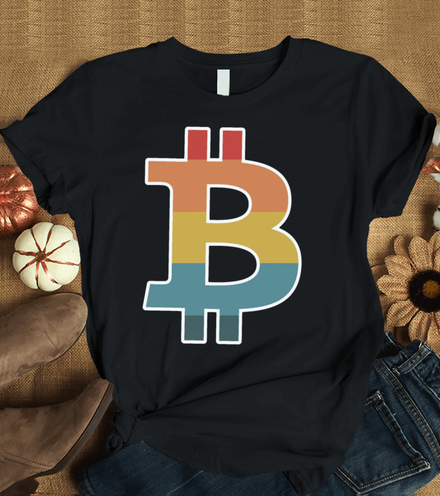 Bitcoin Retro Vintage Stripes T-Shirt