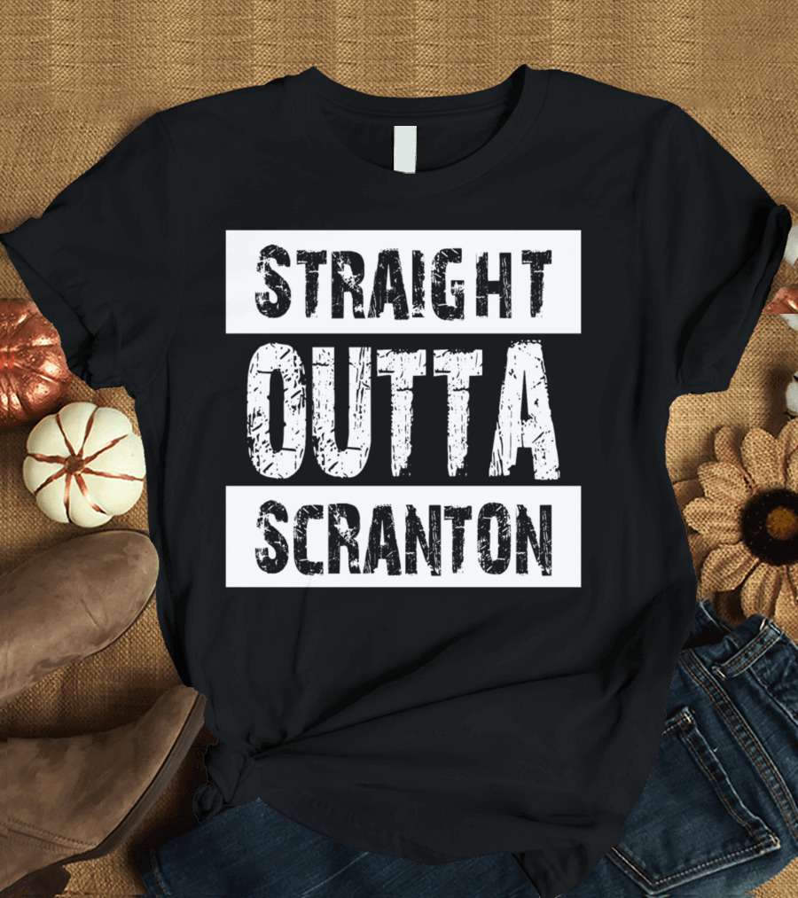 Straight Outta Scranton The Office Inspired Text T-Shirt