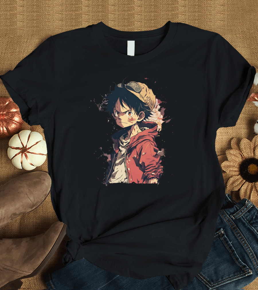 Luffy Kid One Piece Straw Hat Red Jacket Character T-Shirt