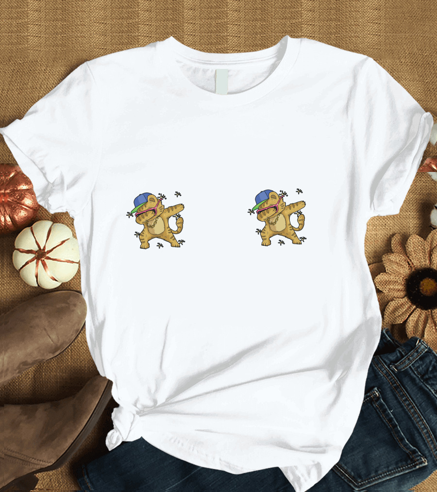 Double Dancing Dab Cats with Hats T-Shirt